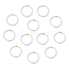 12Pcs Plastic Imitation Pearl & Brass Beaded Stretch Ring RJEW-FI0001-10-1