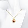 Real 18K Gold Plated Brass Cubic Zirconia Flower Pendant Necklaces NJEW-BB03721-G-5