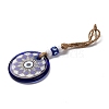 Flat Round with Evil Eye Lampwork Pendant Decoration HJEW-Z005-01D-2