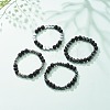 4Pcs 4 Style Natural Lava Rock & Synthetic Hematite Beaded Stretch Bracelets Set BJEW-JB08480-2
