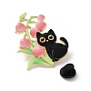Black Cat & Flower Enamel Pins JEWB-Z048-09G-04-3