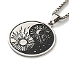 201 Stainless Steel Enamel Yin Yang with Sun & Moon Pendant Necklaces NJEW-G115-05P-1-2