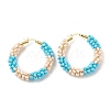 Porcelain Beaded Huggie Hoop Earrings for Women X1-EJEW-C003-01E-RS-1