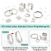  DIY Initial Letter Alphabet Charm Ring Making Kit STAS-NB0001-86-4