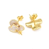 Brass Enamel Stud Earring Findings KK-CBA58F9-01G-05-2