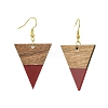 Resin & Walnut Wood Triangle Dangle Earrings EJEW-JE05505-01-1