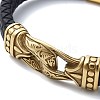 Men's Braided Black PU Leather Cord Bracelets BJEW-K243-42G-2