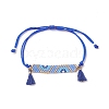 Handmade Japanese Seed Rectangle with Flower Link Braided Bead Bracelet BJEW-MZ00014-03-1