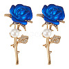 2Pcs Valentine's Day Rose Zinc Alloy Crystal Rhinestone Brooches JEWB-TADJ0001-02A-1