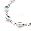 Enamel Heart with Evil Eye Link Chains Bracelet BJEW-P271-07P-02-2