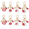 DELORIGIN 8Pcs 4 Style Alloy Enamel Pendant Keychain KEYC-DR0001-10-1