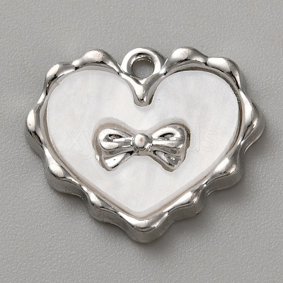 White Series Love Bow Alloy Acrylic Pendant PALLOY-WH0115-01P-03-1
