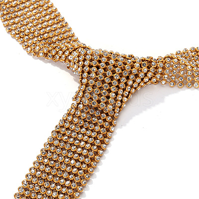 Alloy Full Crystal Rhinestone Mesh Tassel Y Necklaces for Women WG87624-01-1