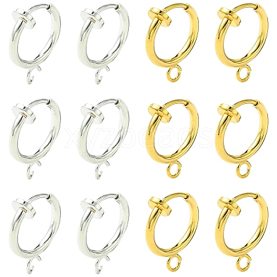 12Pcs 2 Colors Brass Clip-on Hoop Earring Findings KK-FS0001-48-1