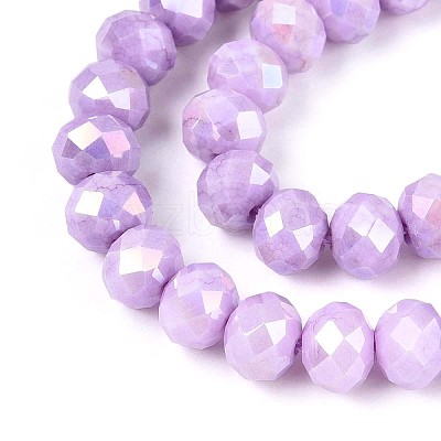 Anti-Tarnish Electroplate Rondelle Glass Beads Strands EGLA-T021-8mm-17-07-1