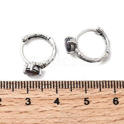 Halloween Heart 925 Sterling Silver Cubic Zirconia Hoop Earrings EJEW-P327-02AS-1