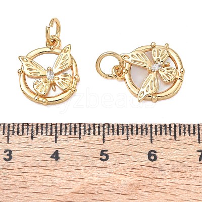 Brass Micro Pave Clear Cubic Zirconia Pendants CU-CBAB0CF-17G-1