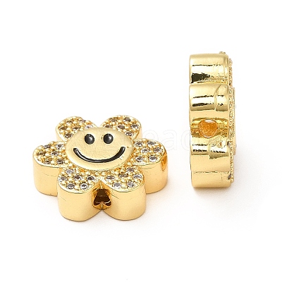 Rack Plating Brass Cubic Zirconia Beads KK-M232-01G-A-1