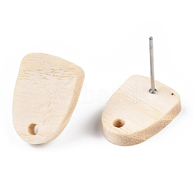 Ash Wood Stud Earring Findings EJEW-N017-011R-1