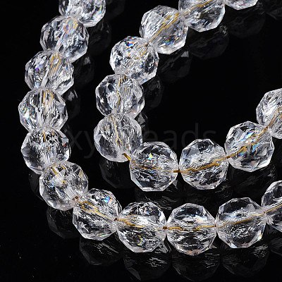 Transparent Crackle Glass Beads Strands X-GLAA-N051-02-1