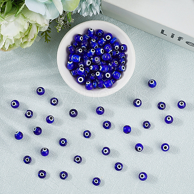 4 Strands 2 Styles Handmade Evil Eye Lampwork Beads Strands LAMP-LT0001-14-1