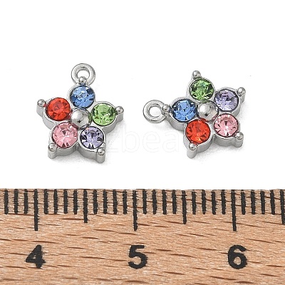 304 Stainless Steel with Rhinestone Pendants SA-CBA49D2-08P-01-1