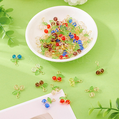 60Pcs 6 Colors Glass Pendants PALLOY-TA00249-1