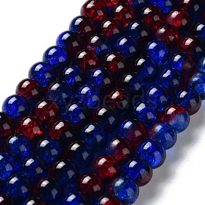 Spray Painted Crackle Glass Beads Strands CCG-Q002-10mm-12-1