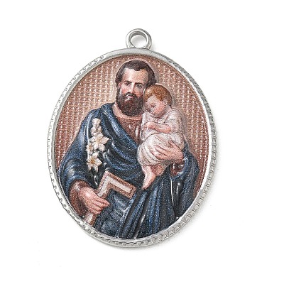 304 Stainless Steel Printed Religion Pendants STAS-G387-03P-01-1