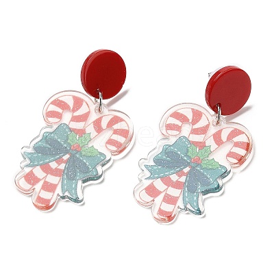 Christmas Acrylic Dangle Stud Earrings with 304 Stainless Steel Pin for Women LS-EJEW-D060-01A-1