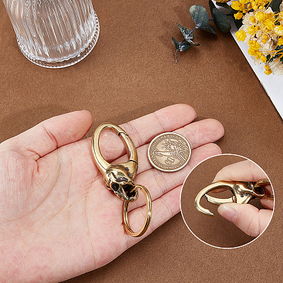 Skull Brass Lobster Claw Clasps KK-WH20002-20A-1