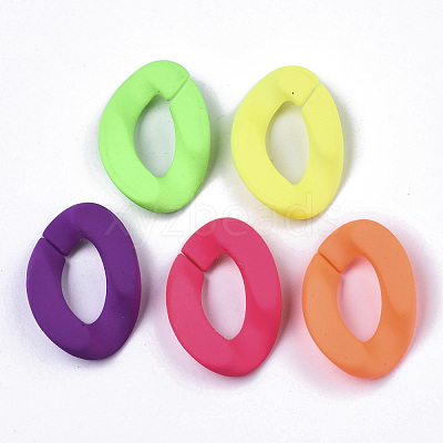 Opaque Spray Painted Acrylic Linking Rings OACR-R249-03-1