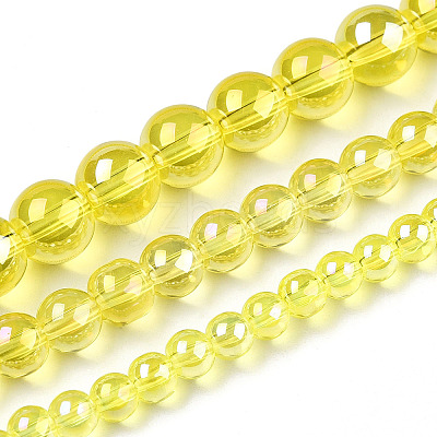 Electroplate Transparent Glass Beads Strands GLAA-T032-T6mm-AB12-1