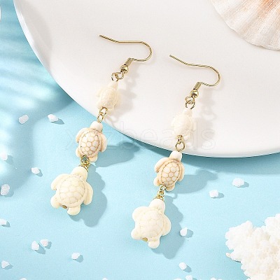 Dyed Tortoise Synthetic Turquoise Dangle Earrings EJEW-JE07362-01-1