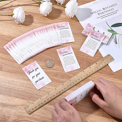 240Pcs Floral Print Paper Care Instructions Cards AJEW-FG0005-62E-1