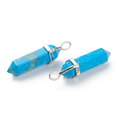 Natural Howlite Pointed Pendants G-M378-01P-A19-1