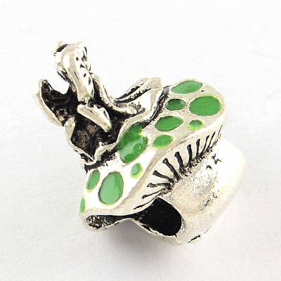 Antique Silver Plated Fairy and Mushroom Tibetan Style Alloy Enamel European Beads ENAM-Q421-12-1