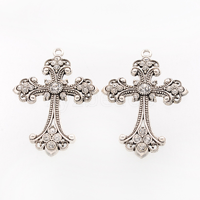 Alloy Rhinestone Cross Big Gothic Pendants ALRI-1475-RS-1