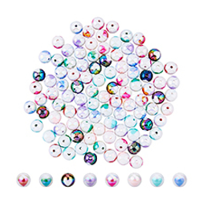 112PCS 8Colors UV Plating Rainbow Iridescent Acrylic Beads OACR-DC0001-21-1