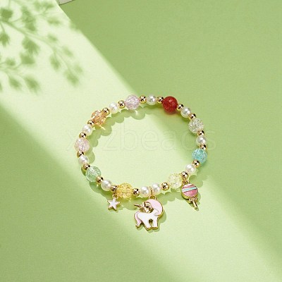 Colorful Alloy Enamel Cute Charms Bracelet BJEW-JB08661-04-1