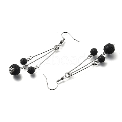 Natural Lava Rock Dangle Earrings EJEW-JE02813-01-1