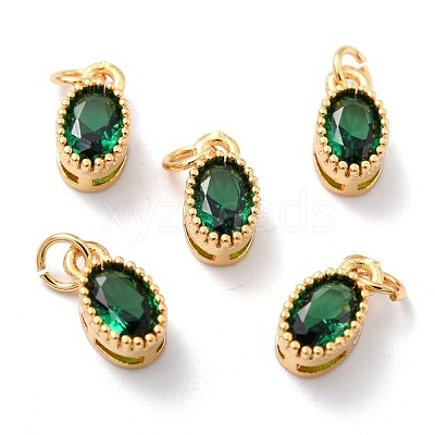 Real 18K Gold Plated Brass Inlaid Cubic Zirconia Charms ZIRC-L100-079G-05-1