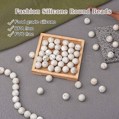100Pcs Silicone Beads Round Rubber Bead 15MM Loose Spacer Beads for DIY Supplies Jewelry Keychain Making JX467A-1