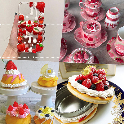 150Pcs 3 Styles PVC Strawberry Display Decorations DJEW-SC0001-31B-1