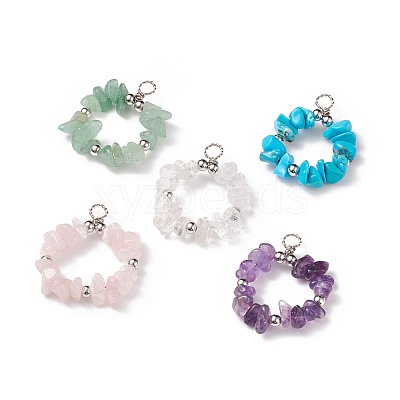 Natural Mixed Stone Pendants PALLOY-JF01787-1