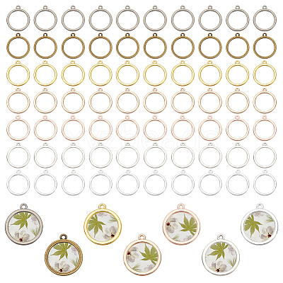168Pcs 7 Colors Alloy Open Back Bezel Pendants FIND-PH0018-77-1