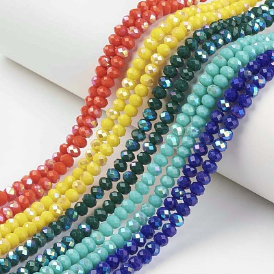 Electroplate Opaque Solid Color Glass Beads Strands EGLA-A034-P6mm-L-1