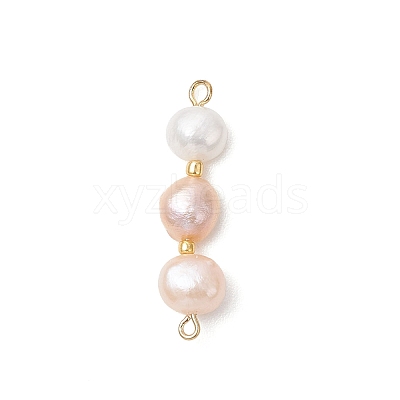 Three-Color Natural Pearl Potato Beaded Connector Charms PALLOY-JF04901-1