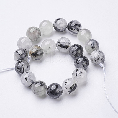 Natural Black Rutilated Quartz Beads Strands X-G-D295-10mm-1