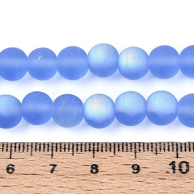 Frosted Transparent Glass Beads Strands GLAA-T032-T8mm-MBB04-1